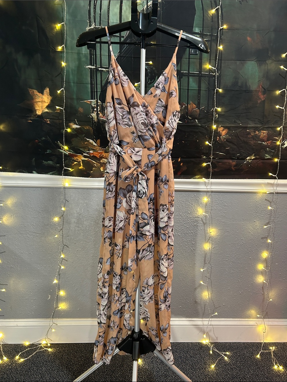 Sienna Sky Floral Wrap Jumpsuit in Peach and White